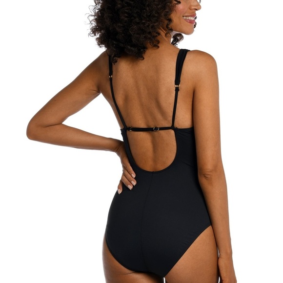 Island Goddess Cross Front Keyhole One Piece - Black - Picture 2 of 2